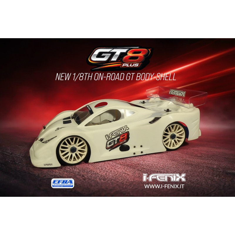 New 1/8th On-Road GT Body-Shell Gt8 Plus (sp.1 mm alettone optional regolabile)